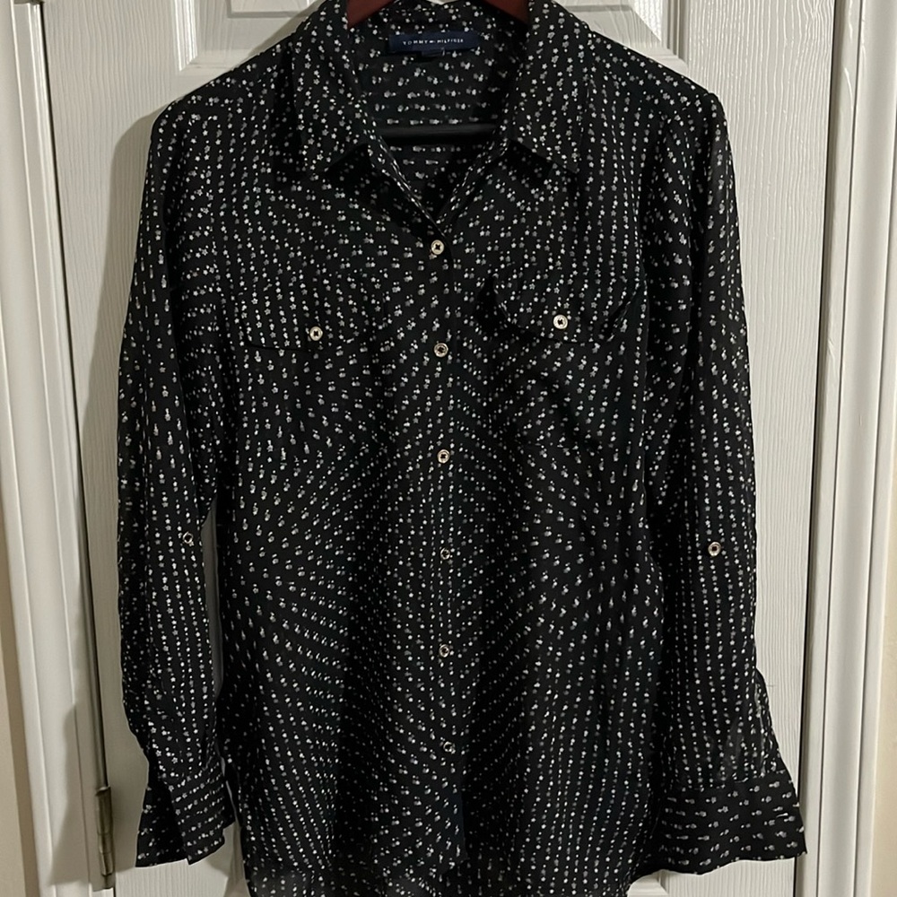 Tommy Hilfiger Black Blouse with Stars - size Medium.